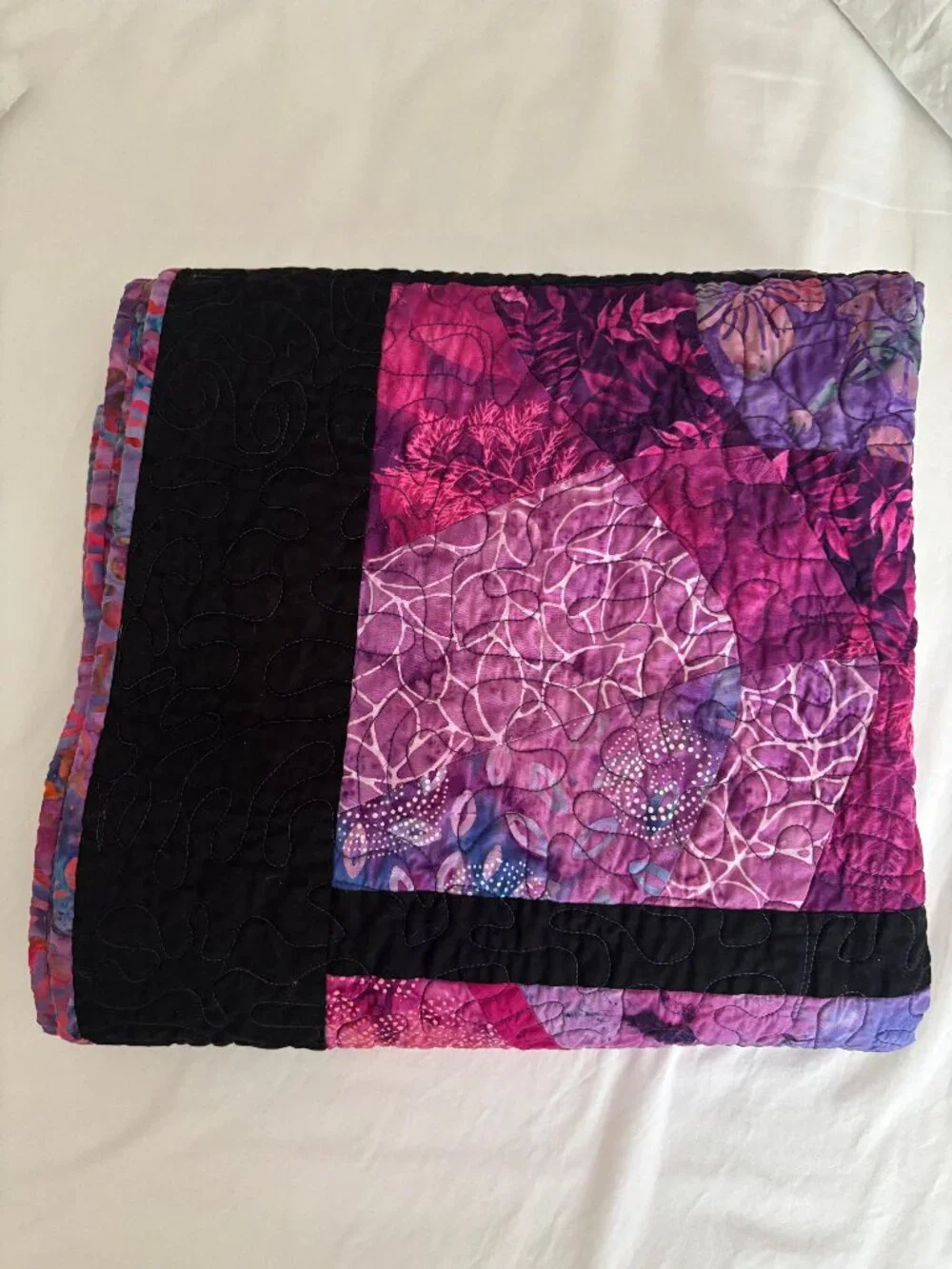 Handmade Batik Patchwork Throw Quilt Purples Size 55